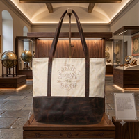 Be Brave Canvas/Leather Tote  - Natural Canvas