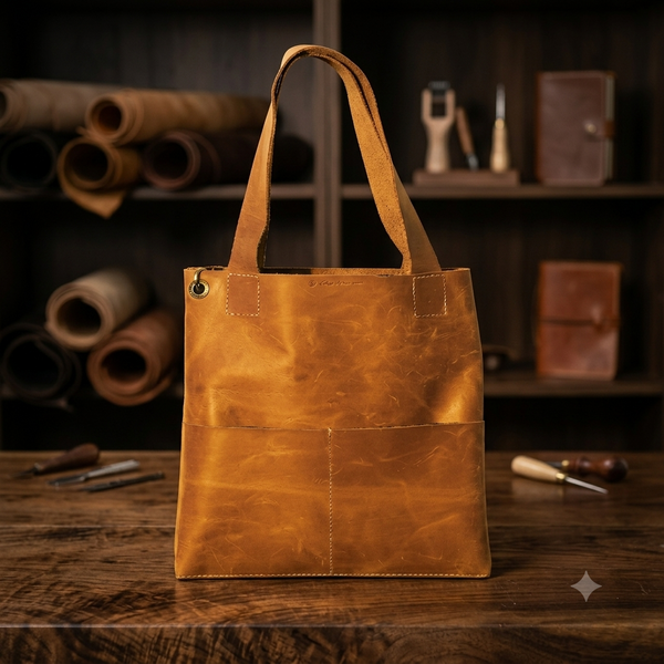 The Everyday Genuine Leather Tote Bag – Tan / Honey Brown