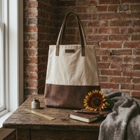 Rustic Canvas & Leather Tote Bag | Handcrafted Everyday Shoulder Bag