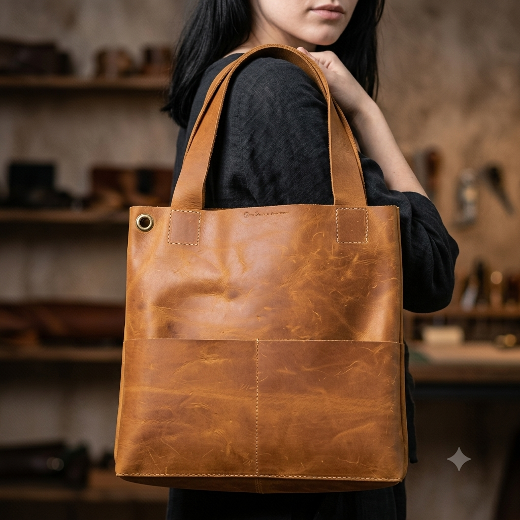 The Everyday Genuine Leather Tote Bag – Tan / Honey Brown
