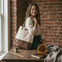 Rustic Canvas & Leather Tote Bag | Handcrafted Everyday Shoulder Bag